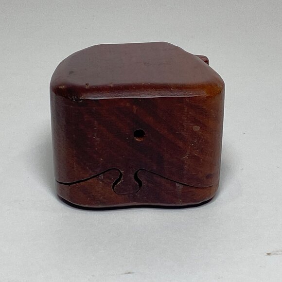 Vintage Wooden Apple Puzzle Box 4 Pieces Trinket Jewelry Container Felt Lining - Picture 4 of 7